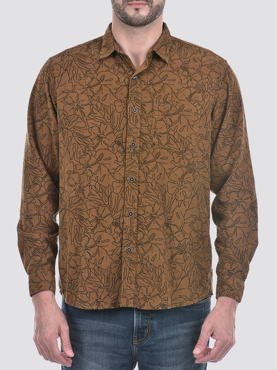 Numero Uno Men Abstract Brown Shirt